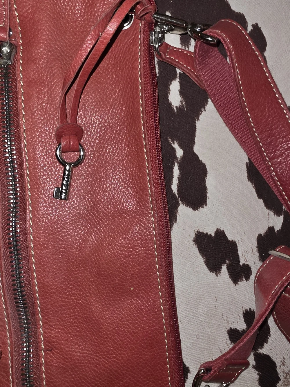 Fossil Leather Crossbody Bag in Brick Red